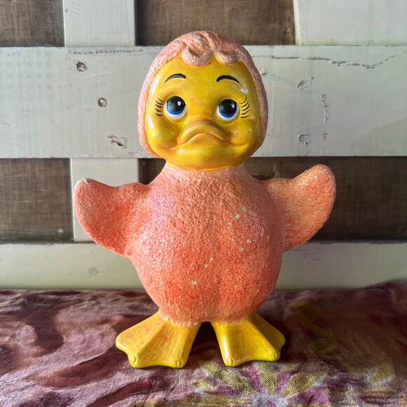 Vintage Holland Mold Company Quirky Tangerine Texture Duck Statue Figurine HOMCO - Picture 1 of 10